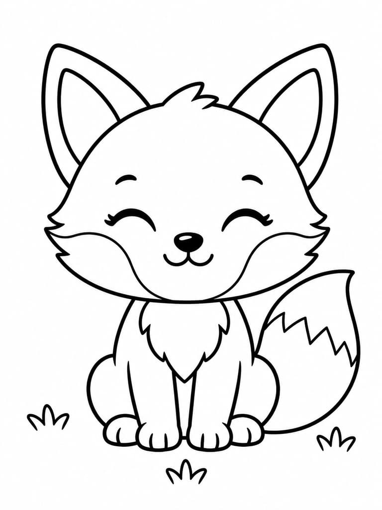Simple fox coloring page with large open spaces for ages 3 to 5
